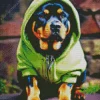 Rottweiler In A Green Hoodie Diamond Painting