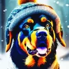 Rottweiler In Snow Diamond Painting