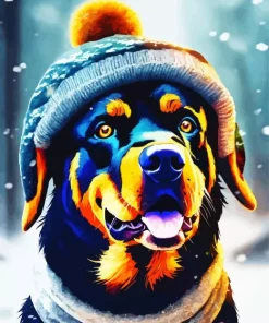 Rottweiler In Snow Diamond Painting