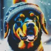 Rottweiler In Snow Diamond Painting