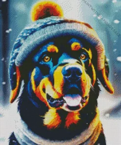 Rottweiler In Snow Diamond Painting