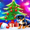 Rottweiler Puppy With Christmas Gifts Diamond Painting