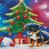 Rottweiler Puppy With Christmas Gifts Diamond Painting