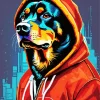 Rottweiler Wearing A Hoodie Diamond Painting