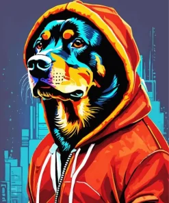 Rottweiler Wearing A Hoodie Diamond Painting