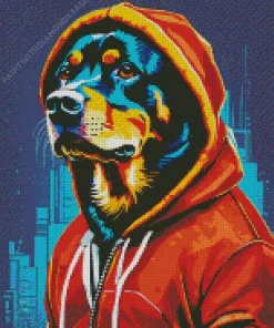 Rottweiler Wearing A Hoodie Diamond Painting