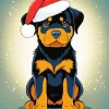 Rottweiler With Christmas Hat Diamond Painting