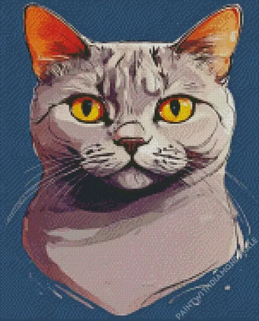 Russian Blue Cat Head Diamond Painting