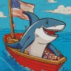 Shark In A Boat Diamond Painting