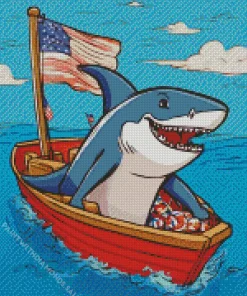 Shark In A Boat Diamond Painting