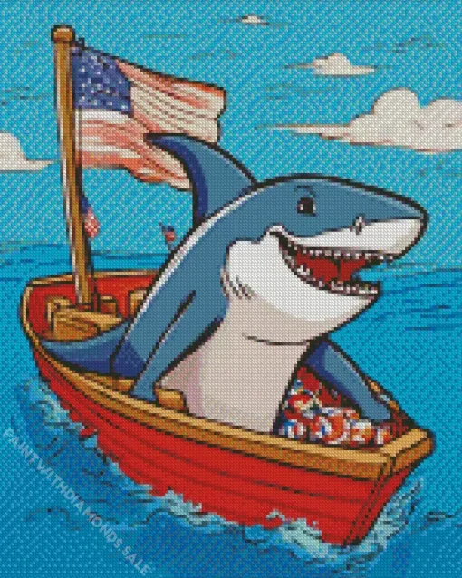 Shark In A Boat Diamond Painting