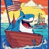 Shark With American Flag Diamond Painting