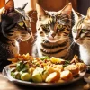 Tabby Cats Eating Diamond Painting