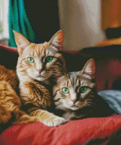 Tabby Cats With Green Eyes Diamond Painting