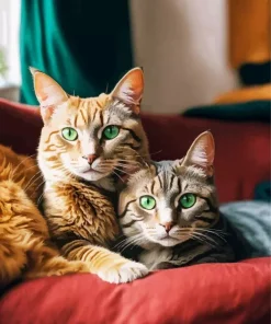 Tabby Cats With Green Eyes Diamond Painting