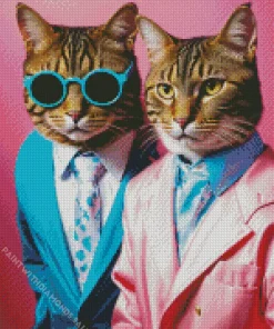 Tabby Cats With Suits Diamond Painting