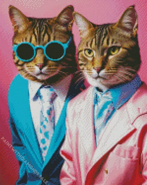 Tabby Cats With Suits Diamond Painting