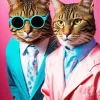 Tabby Cats With Suits Diamond Painting