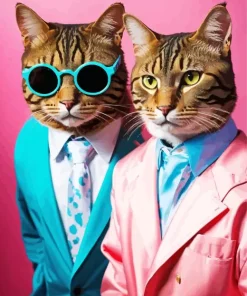 Tabby Cats With Suits Diamond Painting