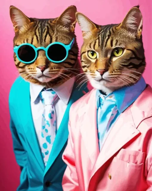 Tabby Cats With Suits Diamond Painting