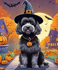 Tibetan Terrier In Halloween Custom Diamond Painting