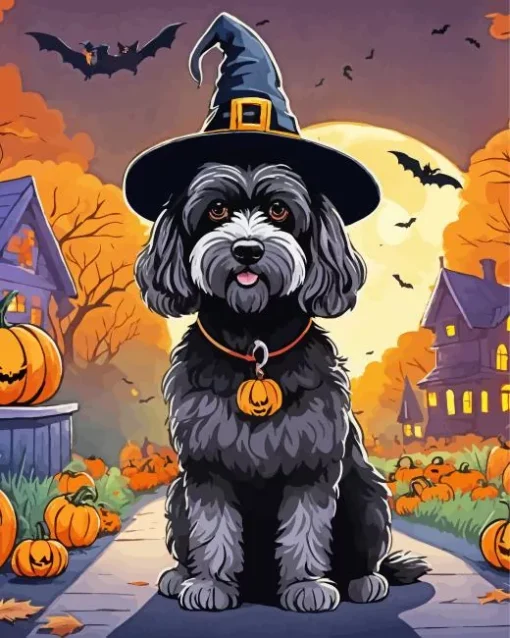 Tibetan Terrier In Halloween Custom Diamond Painting