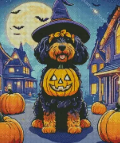 Tibetan Terrier In Halloween Hat Diamond Painting