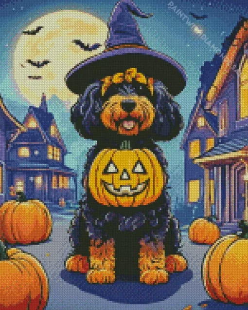 Tibetan Terrier In Halloween Hat Diamond Painting