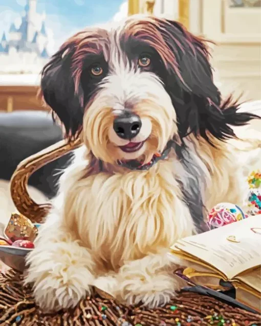 Tibetan Terrier Reading A Book Diamond Painting