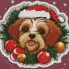 Tibetan Terrier Wearing Santa Hat Diamond Painting