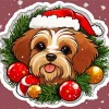 Tibetan Terrier Wearing Santa Hat Diamond Painting