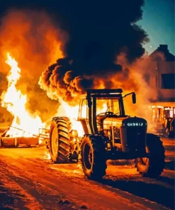 Tractor Burning Diamond Painting