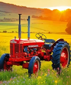 Tractor In A Meadow Diamond Painting