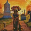 Vizsla Dog In A Cementery Diamond Painting