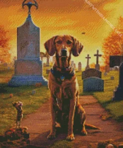 Vizsla Dog In A Cementery Diamond Painting