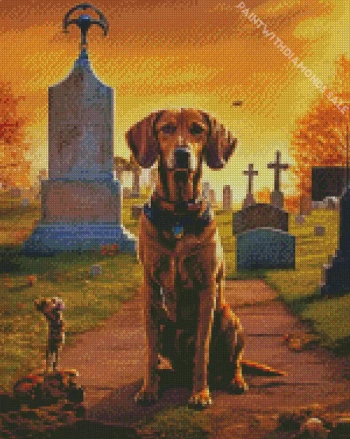 Vizsla Dog In A Cementery Diamond Painting