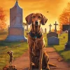 Vizsla Dog In A Cementery Diamond Painting