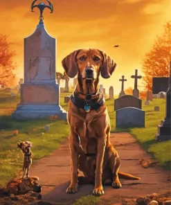 Vizsla Dog In A Cementery Diamond Painting