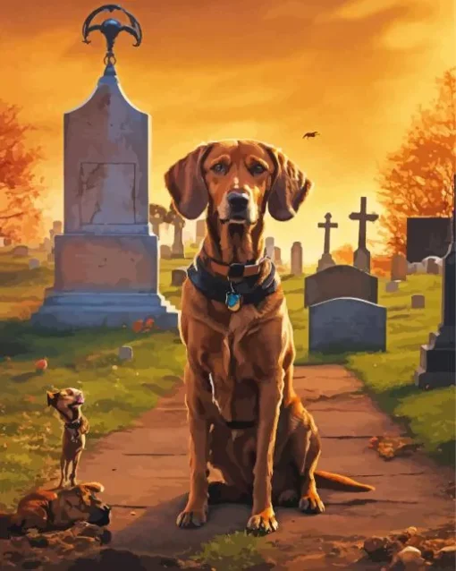 Vizsla Dog In A Cementery Diamond Painting