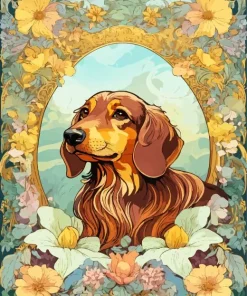 Vizsla Dog In Flowers Diamond Painting