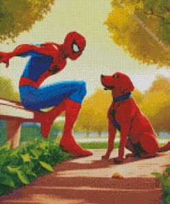 Vizsla Dog With Spiderman Diamond Painting