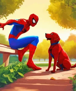 Vizsla Dog With Spiderman Diamond Painting