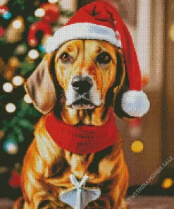 Vizsla In Santa Hat Diamond Painting