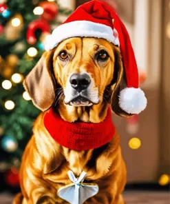 Vizsla In Santa Hat Diamond Painting