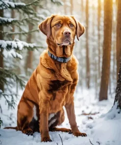 Vizsla In Snow Diamond Painting