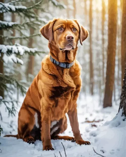 Vizsla In Snow Diamond Painting