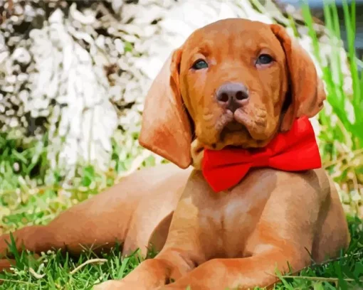 Vizsla With A Dickie Bow Diamond Painting