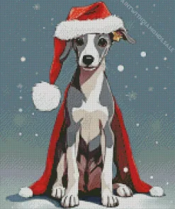 Weimaraner In Christmas Hat Diamond Painting