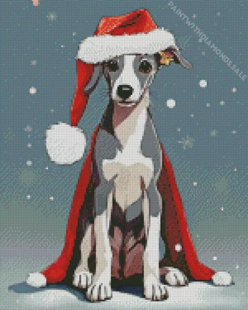 Weimaraner In Christmas Hat Diamond Painting