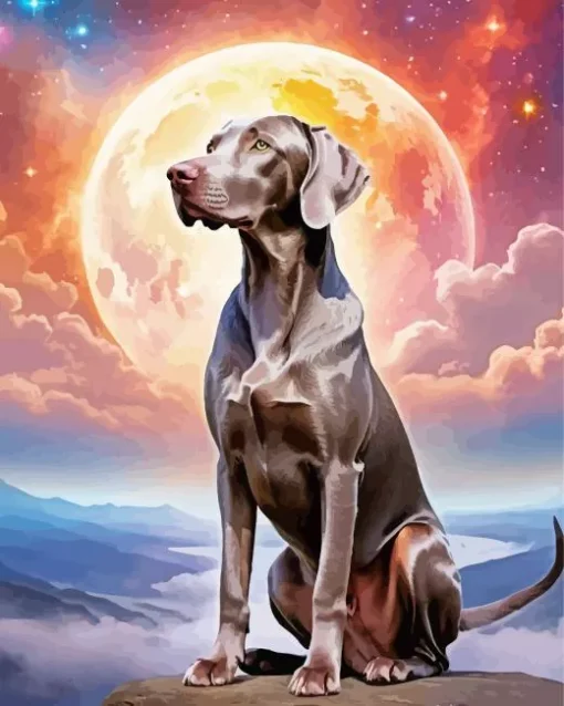 Weimaraner In Sky Diamond Painting